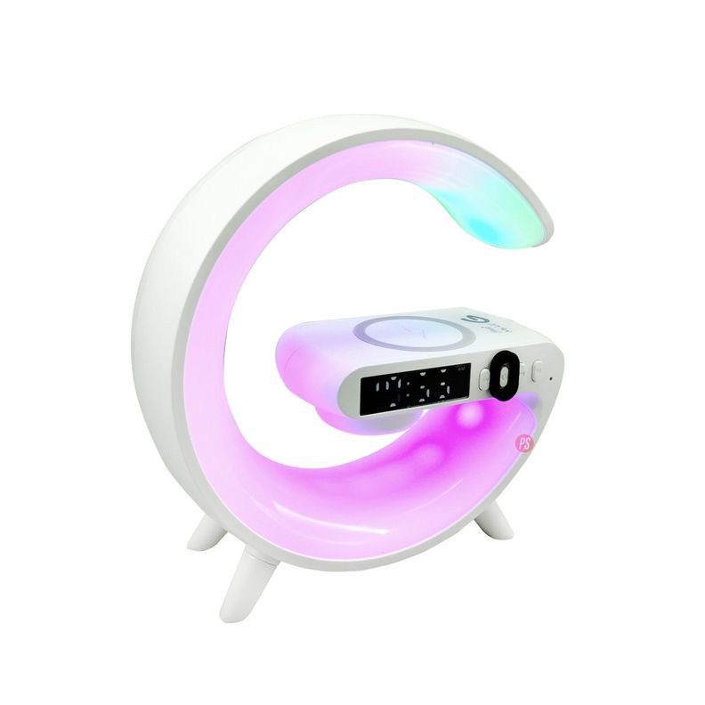 Parlante My Lil G Cargador Inalámbrico + Luz RGB + Reloj  Blanco - PS-1