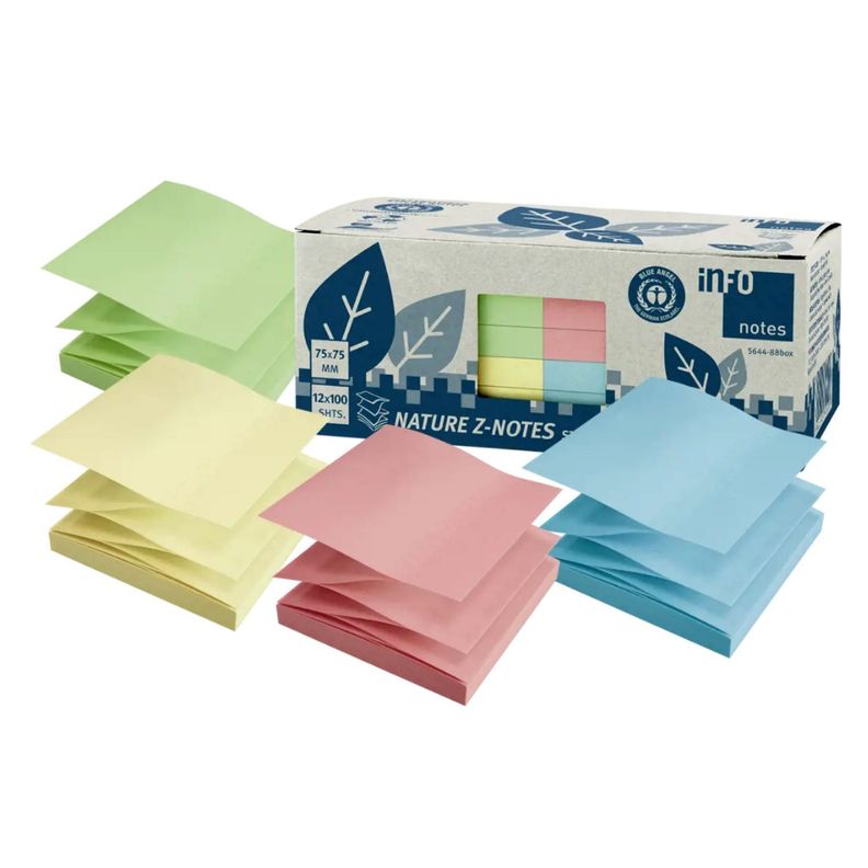 Pack 12 Notas Adhesivas Color 75x75mm Info Notes - PS-0