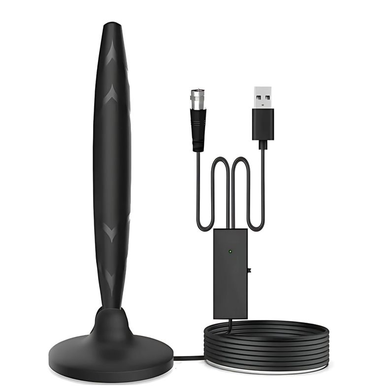 Antena Digital TV 25dB Larga Con Amplificador Y Cable 3m - PS
