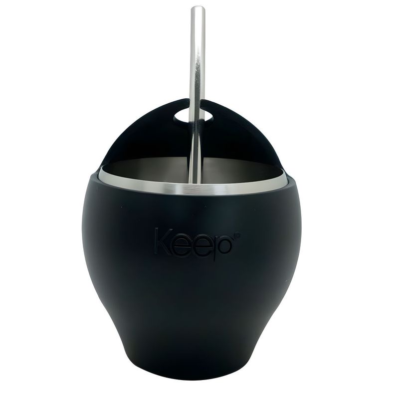 Mate Acero Inoxidable 230ml con Bombilla Negro PS