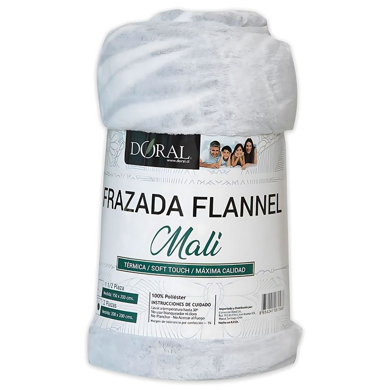 Frazada Flannel Mali 2 Plazas Tonos Grises Doral - PS-0