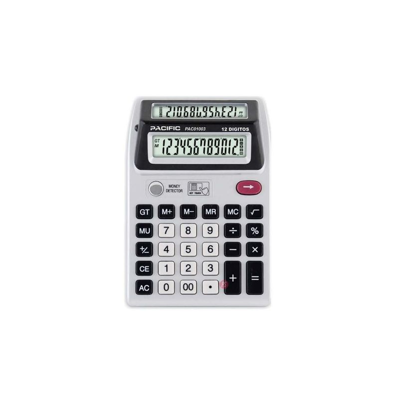 Calculadora Con Doble Pantalla De 12 Digitos - PS Gris
