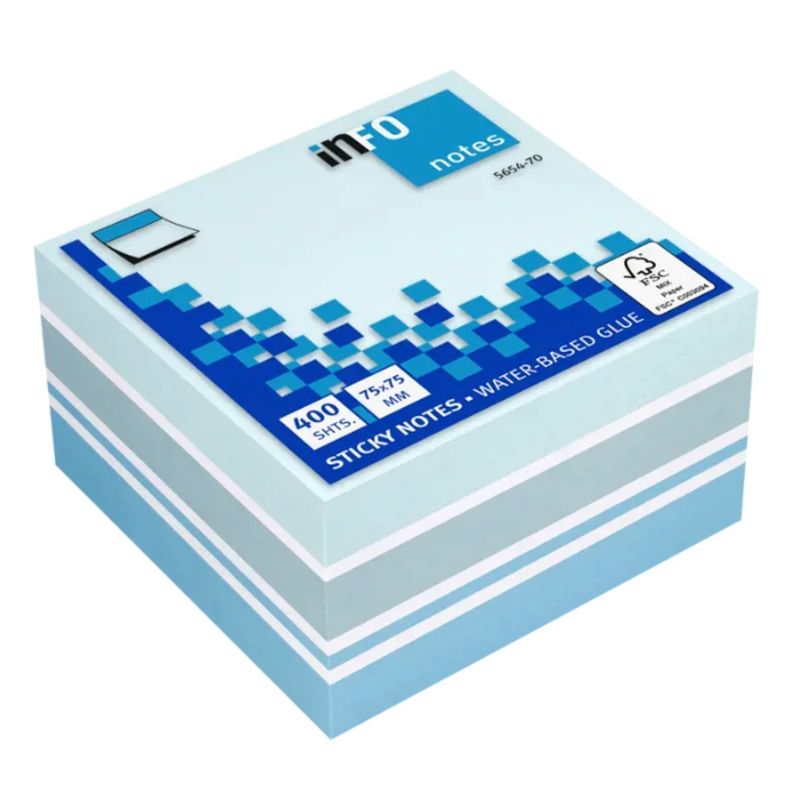 Pack 400 Notas Adhesivas Celeste 75x75mm Info Notes - PS-0