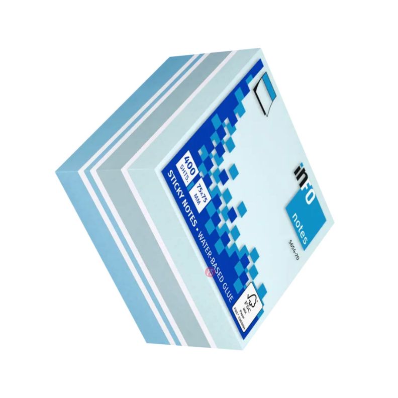 Pack 400 Notas Adhesivas Celeste 75x75mm Info Notes - PS-1