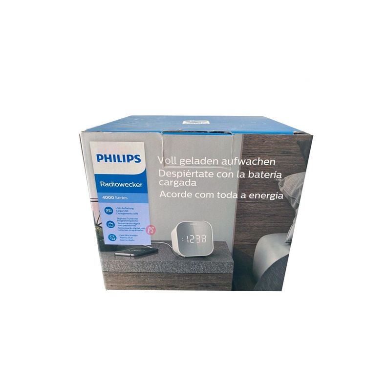 Radio Reloj Philips Carga USB Y Alarma Dual 4000 Series - PS-4