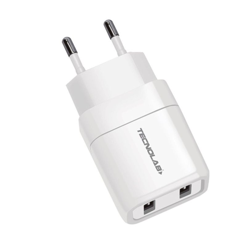 Cargador Dual USB 12W Cable Micro USB Certificado SEC PS Blanco