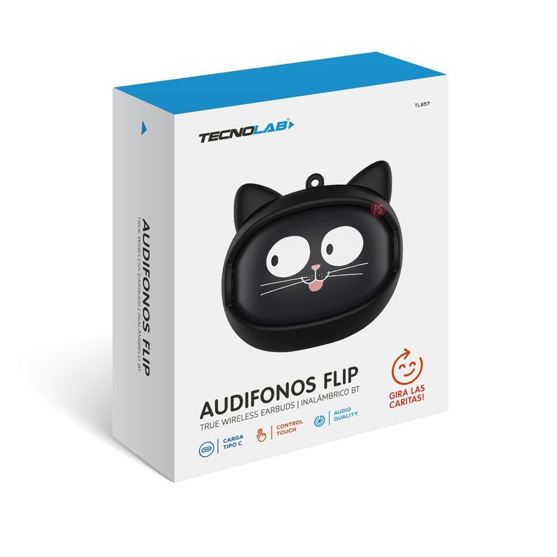 Audífonos Bluetooth Con Caras Seleccionables Gato Negro - PS-5