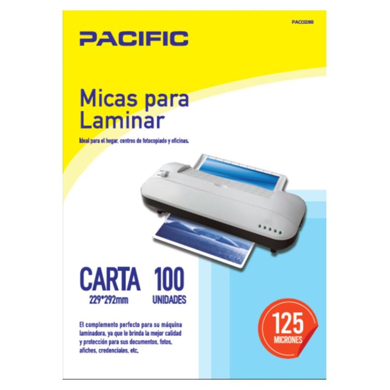 100 Laminas Carta Micas Termolaminadora 125 Micrones - Ps-0