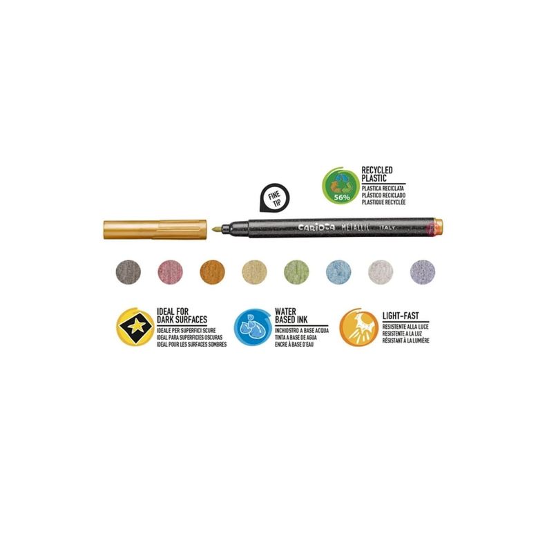Plumones Metallic Punta Fina 8 Colores Carioca - PS-1