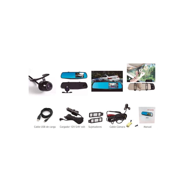 Espejo Retrovisor Grabador Cámara Delantera Y Trasera - Puntostore-2