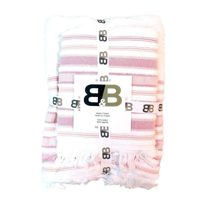 Juego De Dos Toallas Turcas Rosa/blanco B&b Kitchen - Ps-0