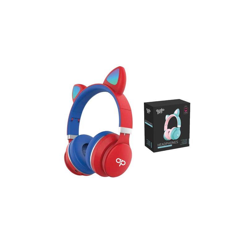 Audífonos Niños Bluetooh Orejas Led Rojo - Puntostore-1