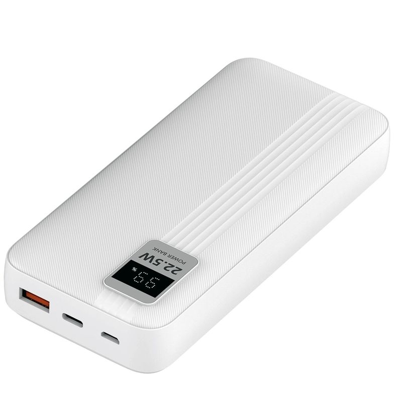 Power Bank 20000mAh 22.5W + 2 Cables Incluidos Blanco - PS-0