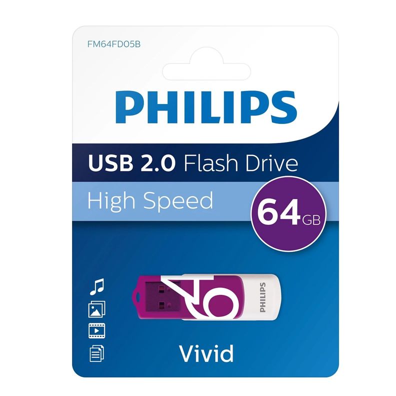 Pendrive 64gb Philips Vivid FM64FD05B - Ps-0