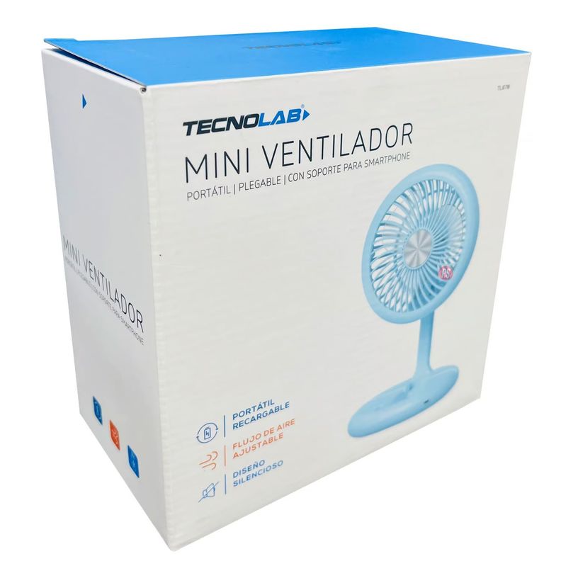 Mini Ventilador Plegable De Mano Recargable Azul - PS-2