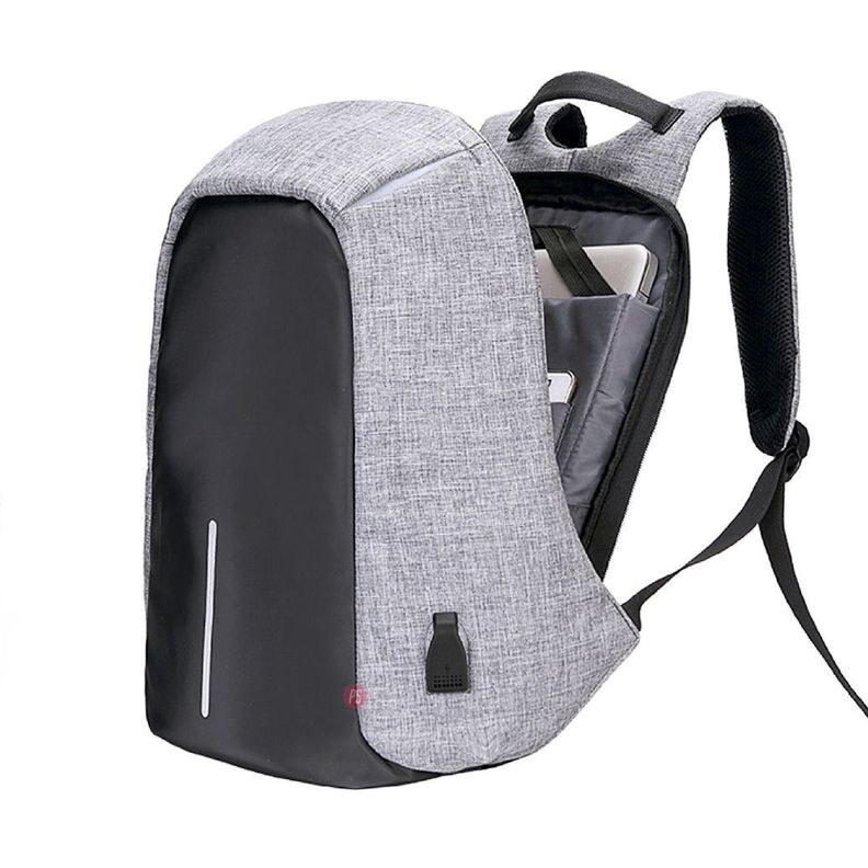 Mochila Antirrobo Impermeable Usb Color Gris - Ps-2