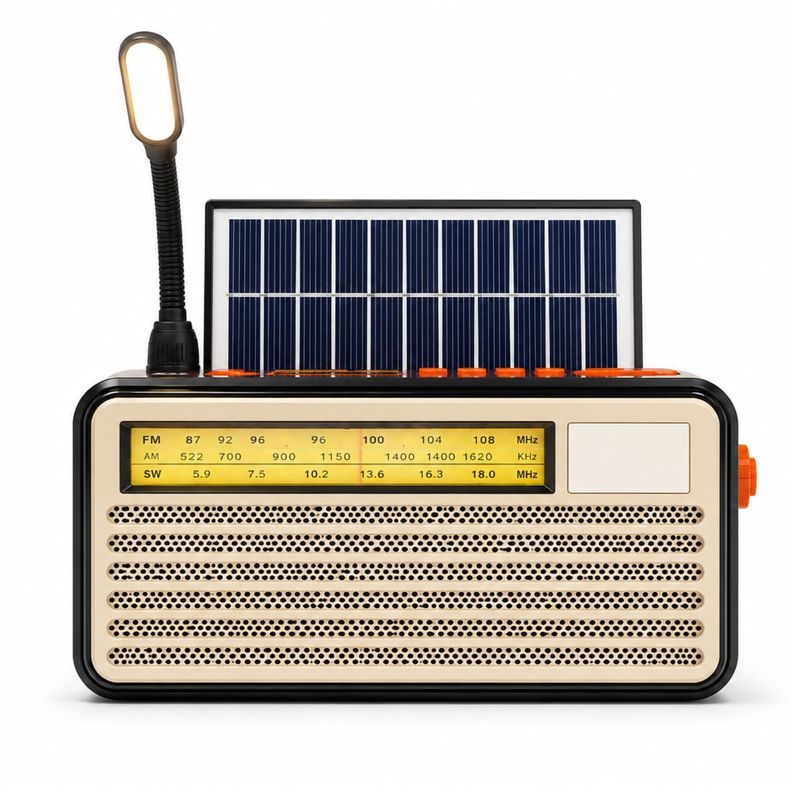 Radio Retro Solar Bluetooth FM AM SW USB Tipo C 10W PS Cafe
