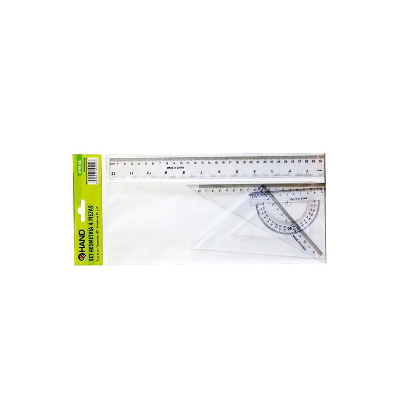 Set Geometría Regla 30cms + Transportador Y 2 Escuadras - Ps-1