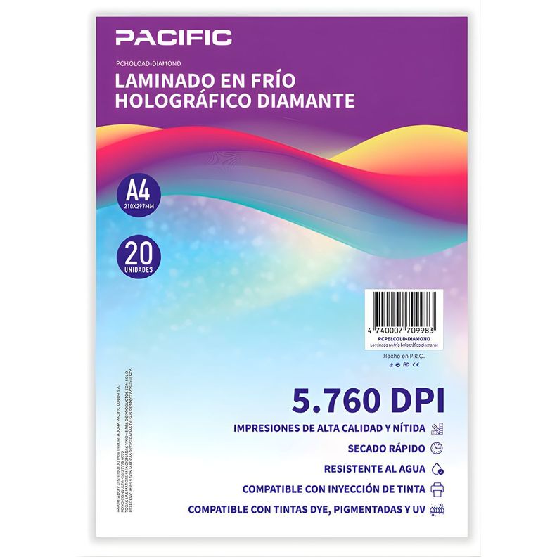 Laminado Frio Holografico 20 Hojas Diamante A4 PS