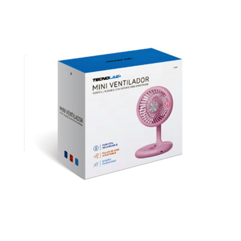 Mini Ventilador Plegable De Mano Recargable Rosa - PS-1