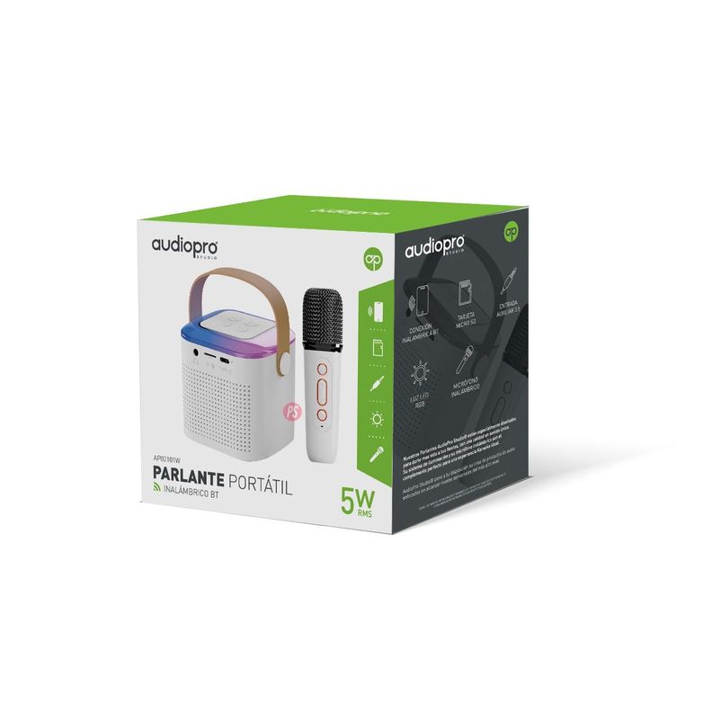 Parlante Karaoke Bluetooth Con Micrófono Ap Blanco - PS-1