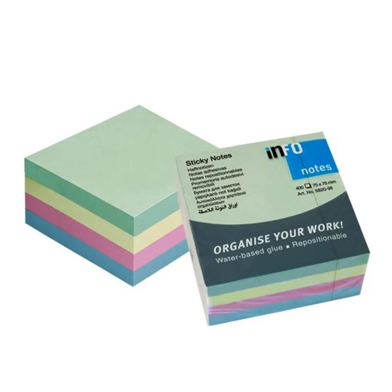 Pack 400 Notas Adhesivas Colores 75x75mm Info Notes - PS-0