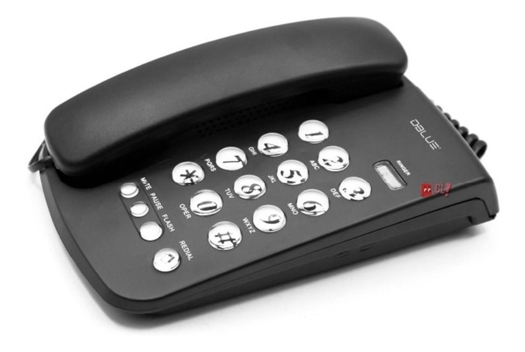 Teléfono Fijo Sobremesa O Pared Números Grandes Negro - Ps-1