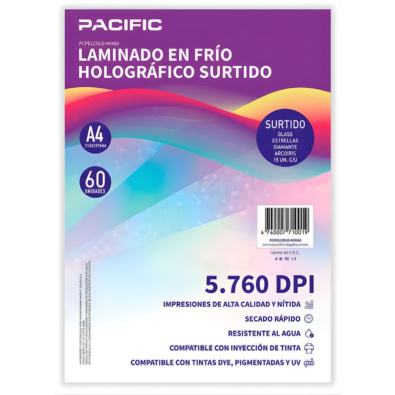 Laminado Frio Holografico 60 Hojas Surtido A4 PS