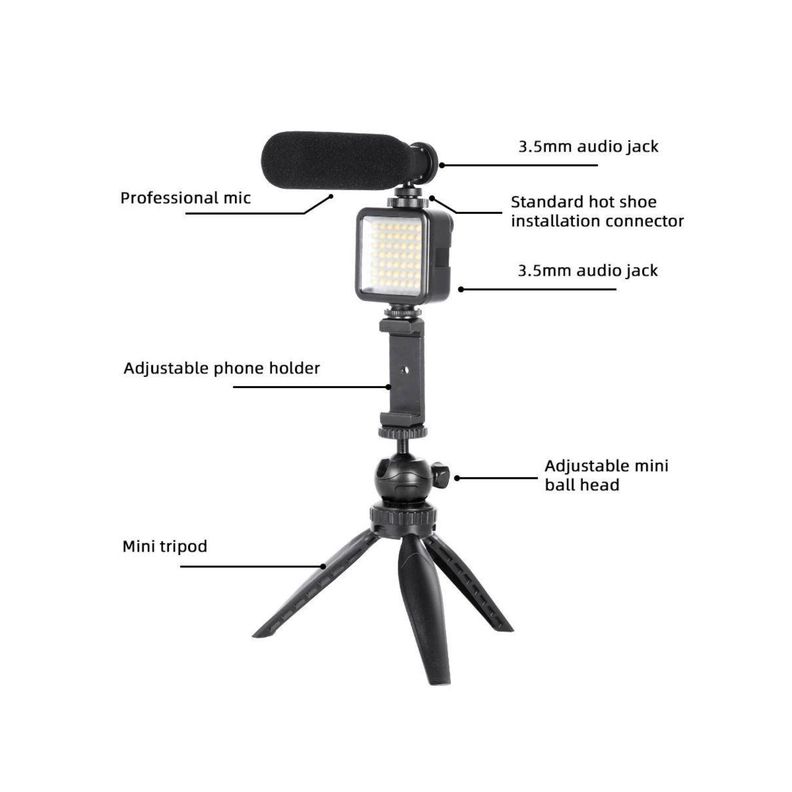 Trípode Celular Con Iluminación Y Micrófono - PuntoStore-2