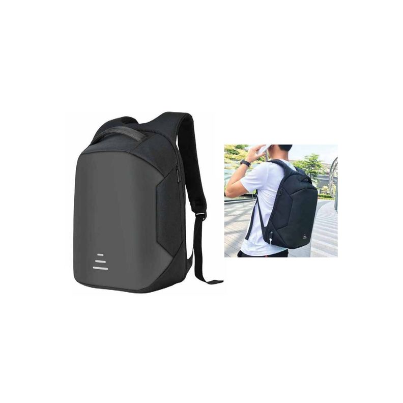 Mochila Antirrobo Impermeable Usb Gris - Puntostore-2