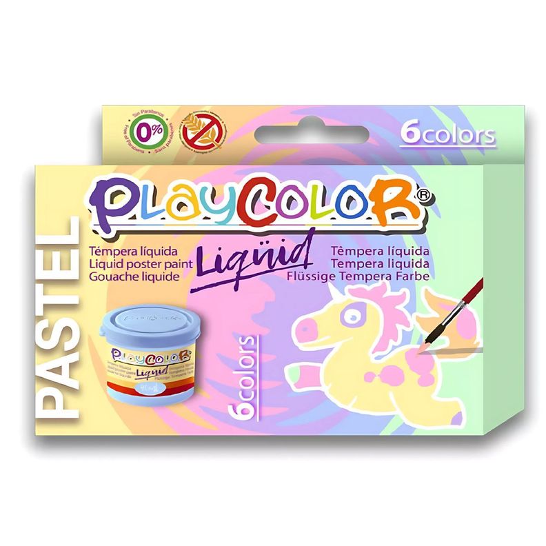 Caja 6 Temperas Líquidas Pastel 40ml Colores Intensos - PS-0