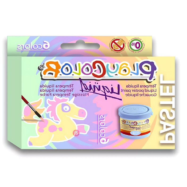 Caja 6 Temperas Líquidas Pastel 40ml Colores Intensos - PS-1