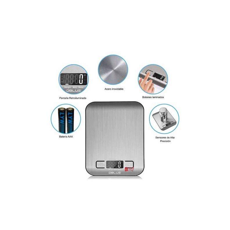 Pesa Gramera Cocina Digital Acero Inoxidable 5kg - Puntostore-1