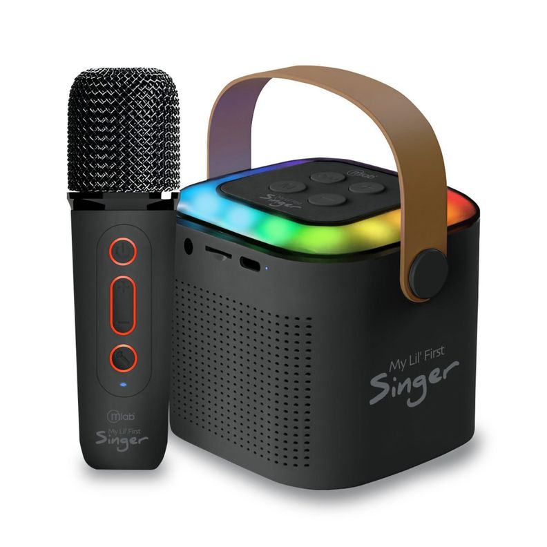 Parlante Karaoke Rgb Con Micrófono Inalámbrico Negro - PS-0