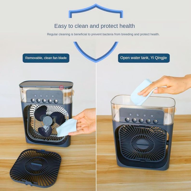 Ventilador Usb Portátil Led Con Rociador Azul - PS-1
