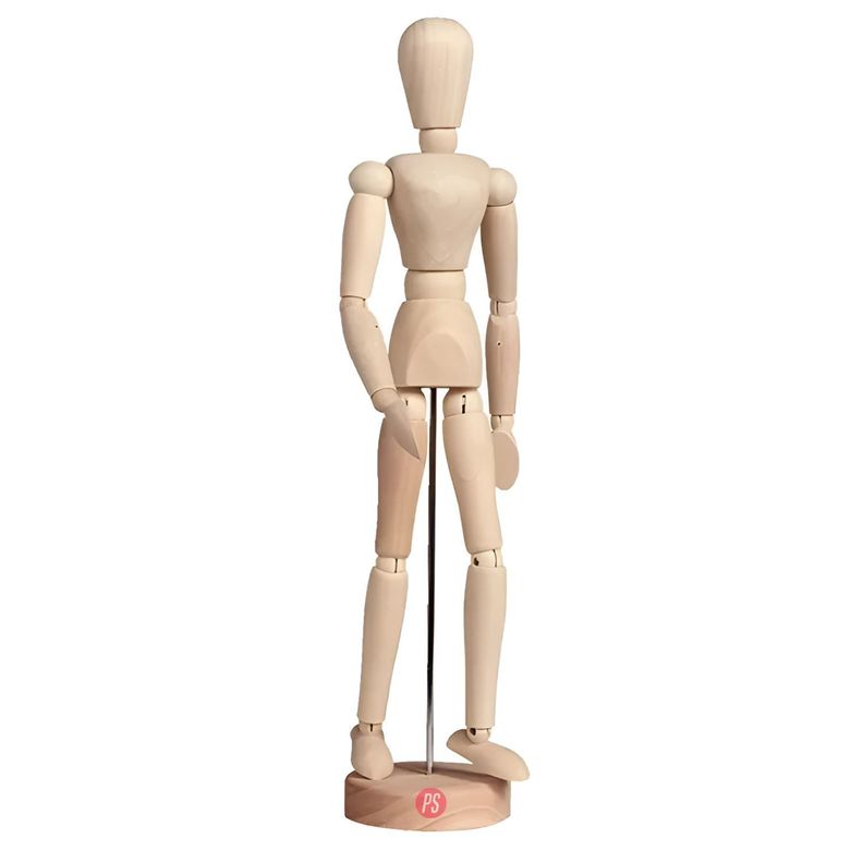 Maniquí Articulado Masculino 30cm De Madera - PS-1