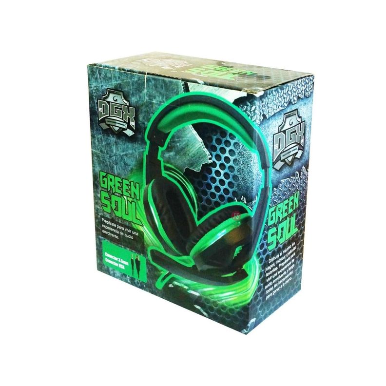 Audífonos Gamer Dgx Green Soul Iluminación Verde - PS-1