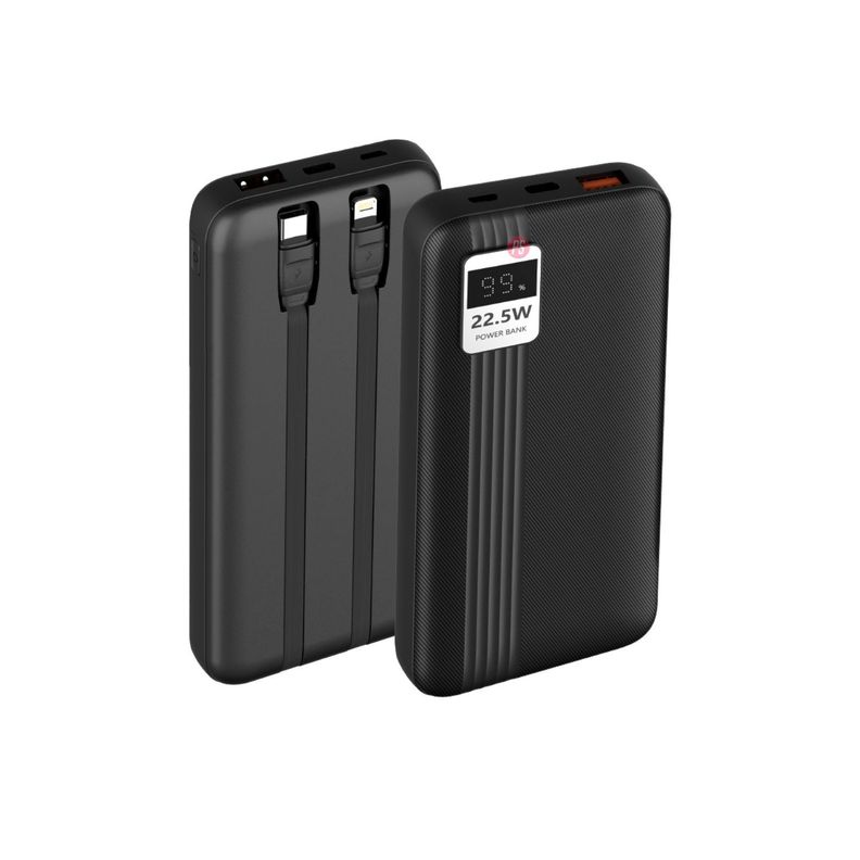 Power Bank 10000mAh 22.5W + 2 Cables Incluidos Negro - PS-1