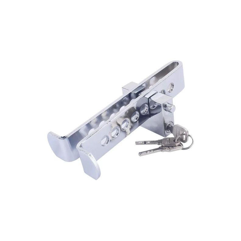 Traba Pedal Automovil Con Candado Y Llaves De Seguridad - PuntoStore Plateado Metalico