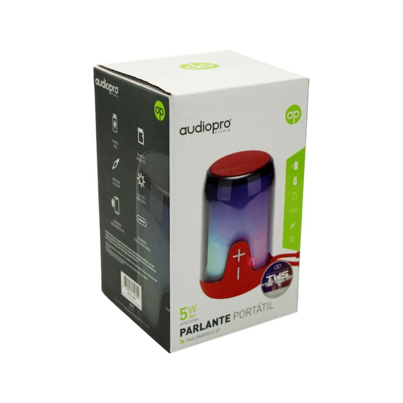 Parlante Bluetooth Rgb Tws Portátil Color Rojo - PS-2