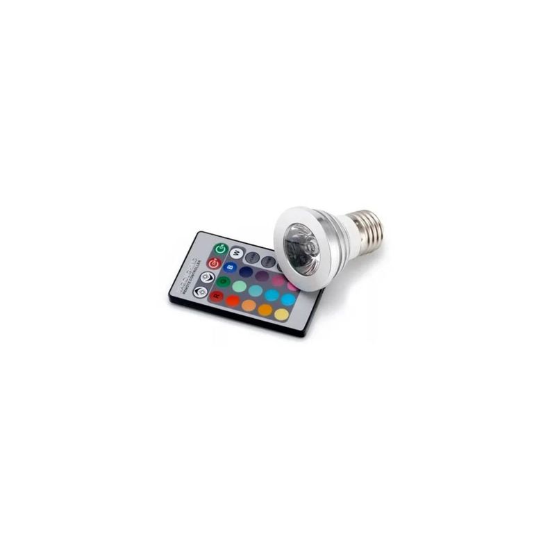 Ampolleta Led Rgb 3w Conector E27 Con Control Remoto - PS-0