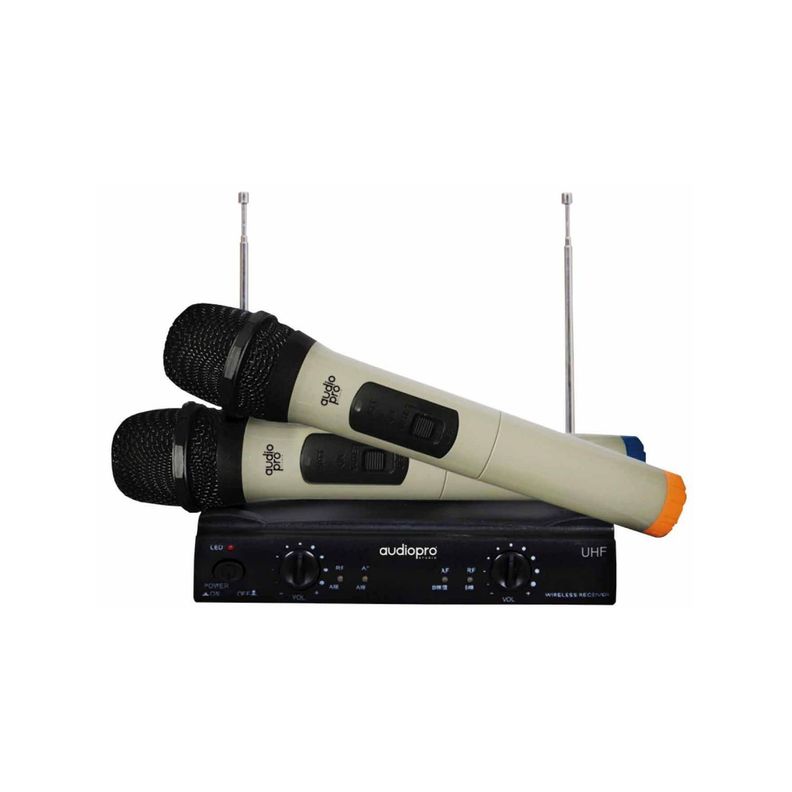 Kit 2 Microfonos Inalambricos + Receptor Uhf - PuntoStore Negro