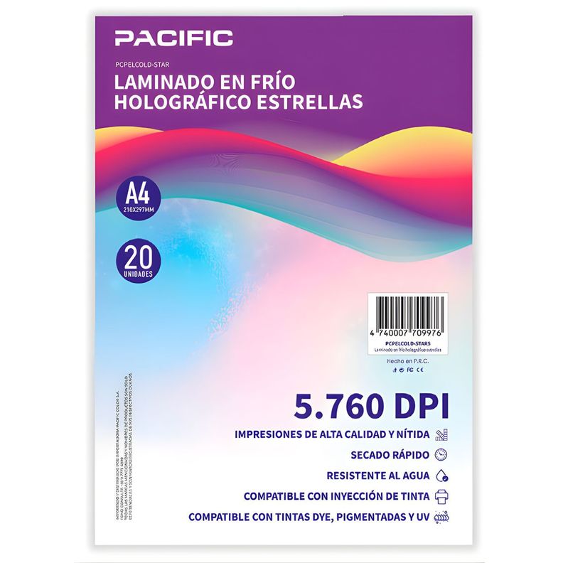 Laminado Frio Holografico 20 Hojas Estrellas A4 PS