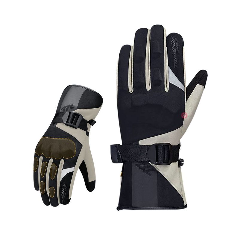 Guantes Para Moto Térmicos Con Protección Nudillos Beige - PS-2