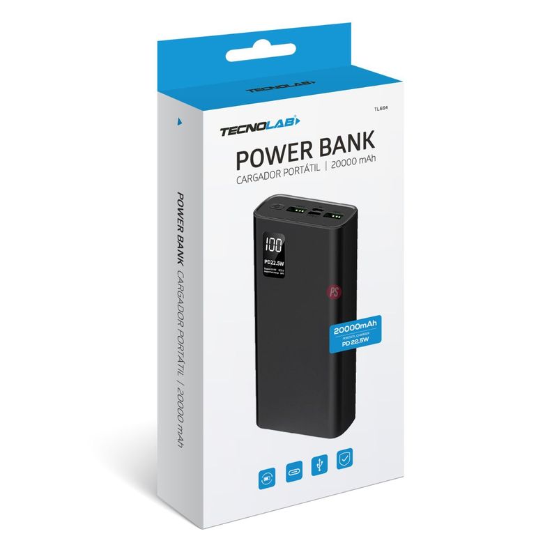 Power Bank 20000mAh 22.5W Carga Rápida y Display LED - PS-2