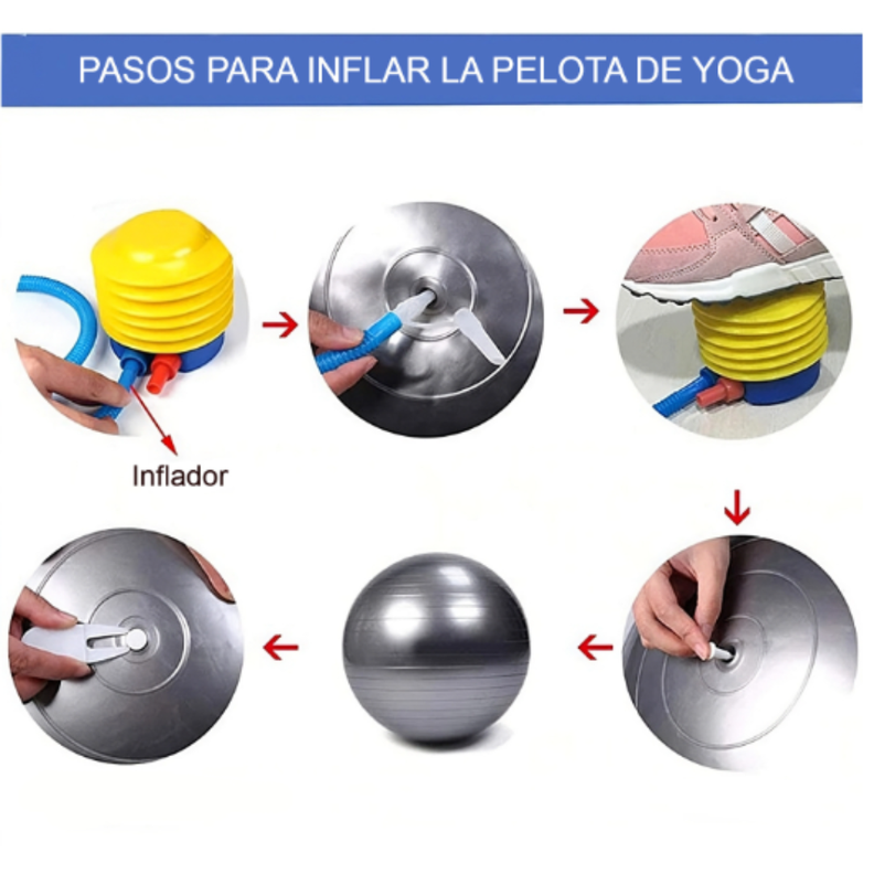 Pelota Balon Azul 65 cms. +Inflador Yoga Pilates -2