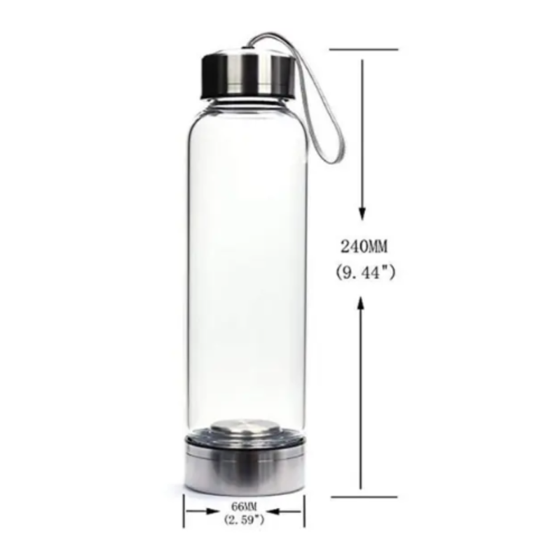 Botella de Vidrio para Agua con Cuarzo ROSA Yoga Meditación-2