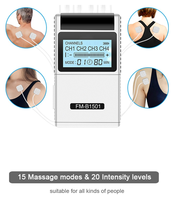 Electro Estimulador Muscular 4 Canales Tens Ems 15-4