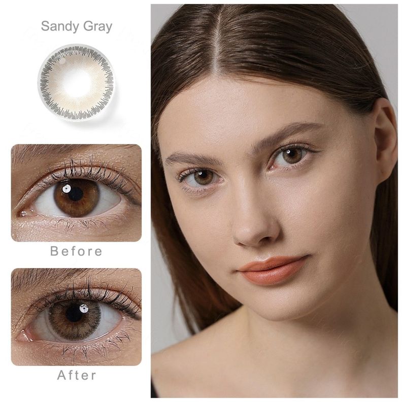 Par De Lentes De Contacto Línea Elite Color Gris Arena-1