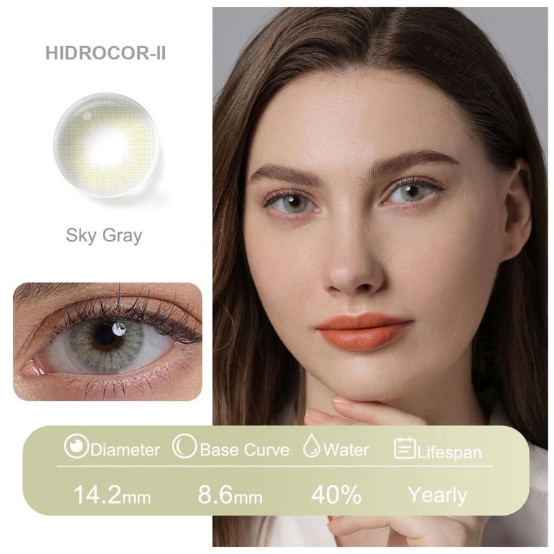 Par De Lentes De Contacto Línea Hidrocor II Color Gris Cielo-1
